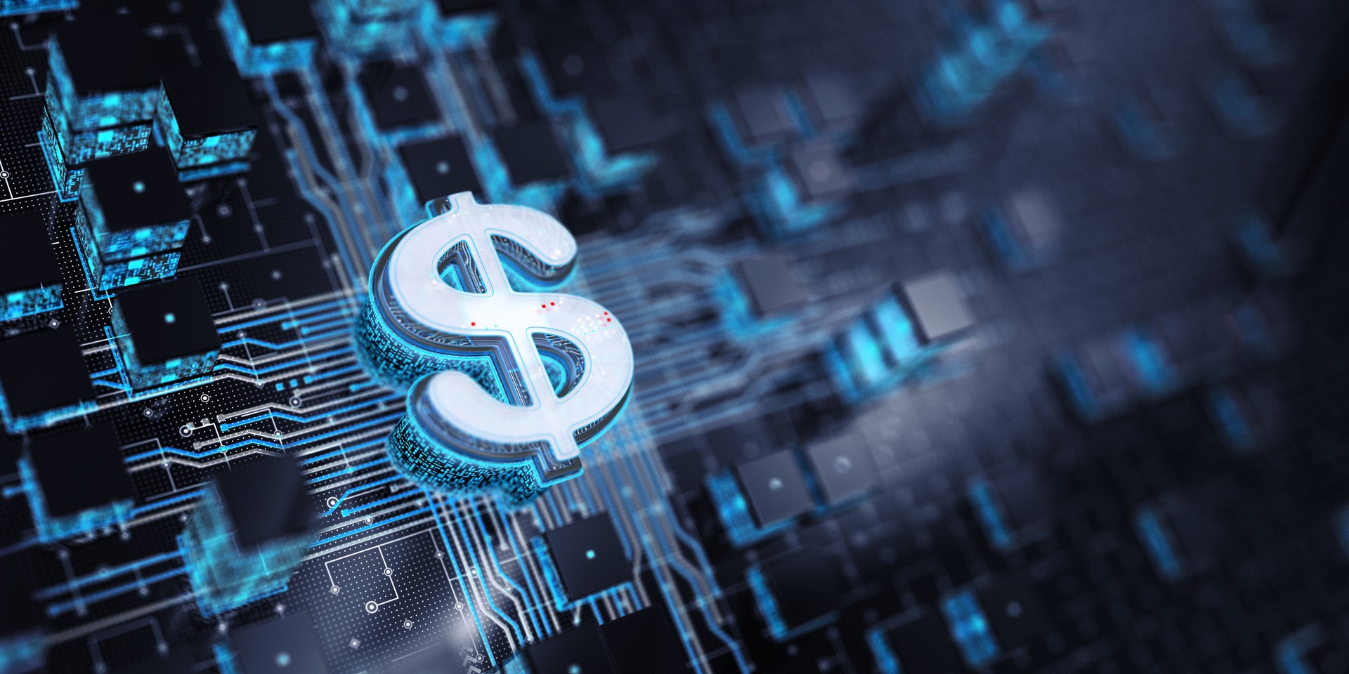 Digital Dollar. Cyber Security. Wide Background Concepts. Copy Space