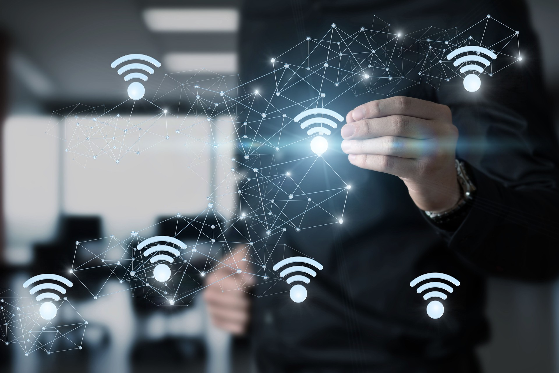 Man in the digital network.