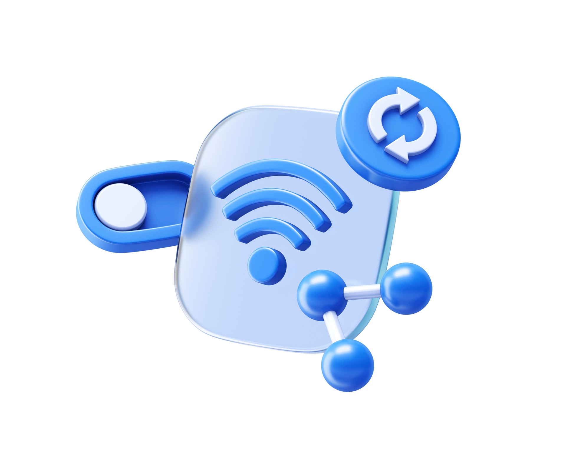 Wi-Fi Symbol with Connectivity Icons and Blue Network Elements